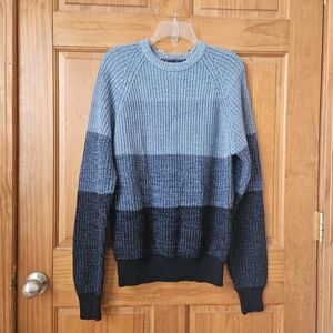 Vtg Barnaby Sweater Mens Size M Colorblock Blue Grandpacore Knit Acrylic Vintage